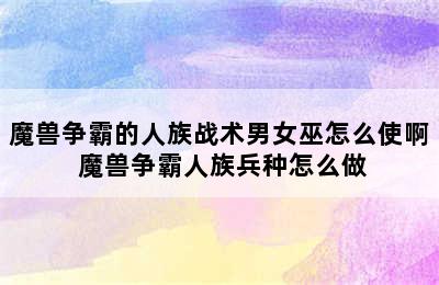 魔兽争霸的人族战术男女巫怎么使啊 魔兽争霸人族兵种怎么做